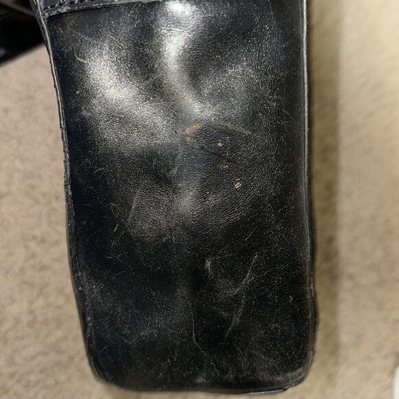 Milly Black Leather/Croc Embossed Top Flap Handbag w/Chunky Enamel Chain Strap - Picture 10 of 11